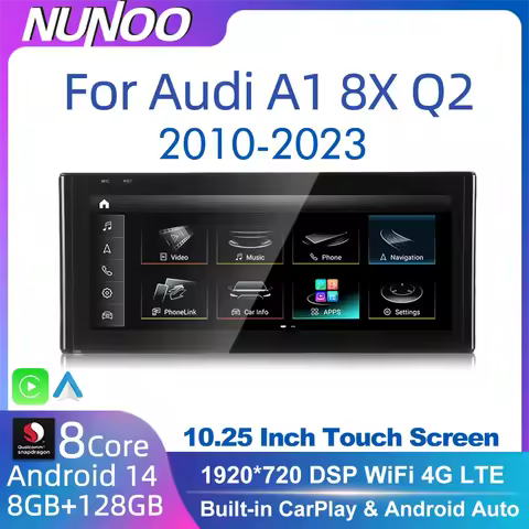 Nunoo Android 14 CarPlay For Audi A1 Q2 2010-2023 Auto Radio Touch Screen GPS Car Multimedia Player 