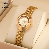 LIEBIG นาฬิกาแฟชั่นใหม่,นาฬิกาควอตซ์คู่สายเหล็กสีทอง L1021