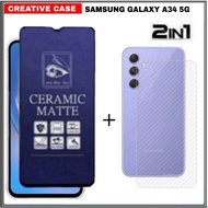 PACKAGE 2 INC 1 TEMPERED GLASS SAMSUNG GALAXY A34 5G MATTE ANTI BLUE - SAMSUNG A34 5G