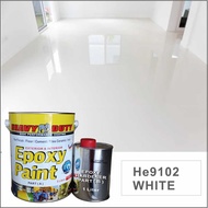 white 9102 ( 5L ) HEAVY DUTY EPOXY WATERPROOF FLOOR PAINT . HEAVY DUTY 4+1 [ Include Hardener ] CAT LANTAI FLOORING