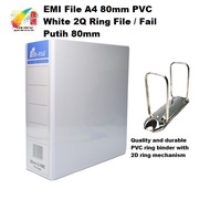 EMI File PVC White 2Q Ring File  50mm, 65mm, 80mm/ Fail Putih EMI 50mm,65mm, 80MM A4 2Q Ring File