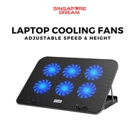 Laptop Notebook Cooling Pad Fan for 15.6 14 13 Inch Cooler with 6 Fans and 5 Adjustable Height Stand Dual USB 2.0 Ports