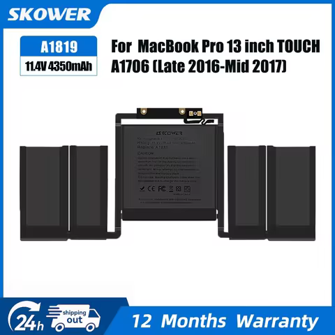 SKOWER A1819 Battery for Apple MacBook Pro 13'' Touch Bar A1706 Late 2016 Mid 2017 EMC 3071 EMC 3163