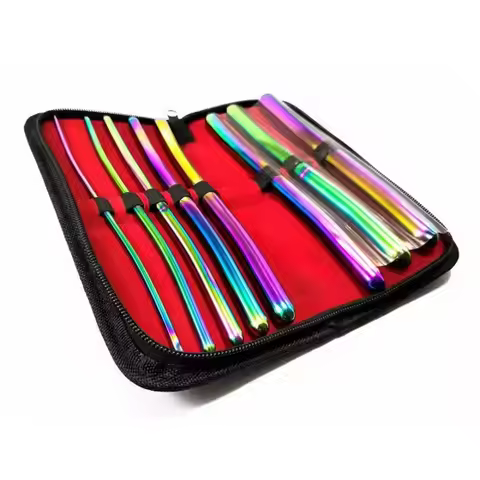 Stainless Steel Rainbow Dilator Set Hegar Gynecology Bougie Uterine Urethral Plugs with Pouch