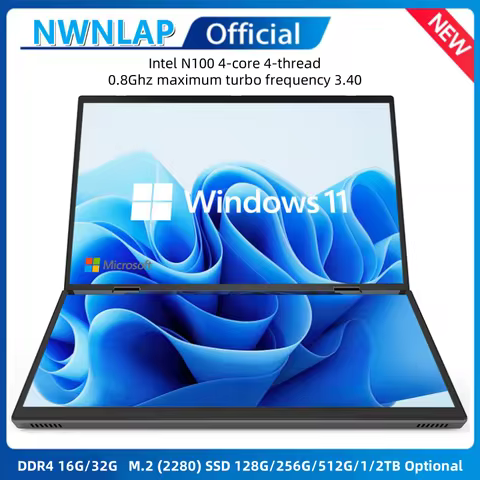 14 inch+14inch touch Dual Screen Laptop Intel N100 Processor Gaming Laptop DDR4 16GB 1TB SSD Noteboo