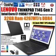 Lenovo ThinkPad T14 Gen 2 Intel Core i7-1165G7-11Th Gen 32GB RAM 1TB SSD 14" FHD IPS Laptop INTEL Ir