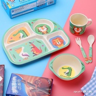 Bamboo Fiber Children's Dinner Plate Compartment Plate Boys Girls Tableware Set Eating Special Bowl 