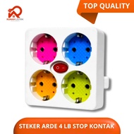 4-Pin Grounded Plug ColorfulStop Kontak + ON-Seating Switch Tofuda/