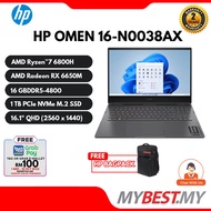 HP Omen 16-N0037AX / 16-N0038AX Gaming Laptop (16.1''QHD IPS /R7-6800H/16GB/1TB/RTX3060 6GB/ AMD Radeon™ RX 6650M / W11/2-Yr)