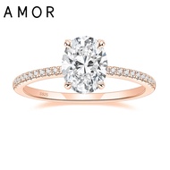 AMOR 3CT 925 Sterling Silver Stunning Wedding Bands Engagement Rings Oval Cut Cubic Zirconia CZ Wedd