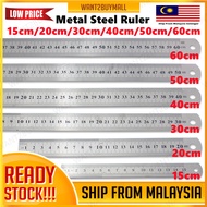 🇲🇾 15cm 20cm 30cm 40cm 50cm 60cm Stainless Steel Ruler 0.35mm Metal Ruler With Hole School Office St