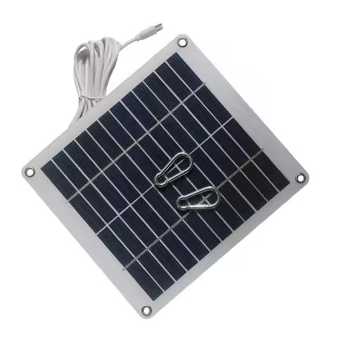 5W 12V Solar Charger with Type-C Port Semi Flexible Solar Panel for Outdoor Yard Doorbell CCTV Secur