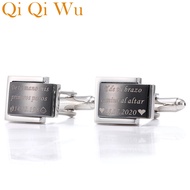 Personalized Mens Black Shirts Cufflinks Wedding Gifts Jewelry Father of the Bride Custom Engrave Cu