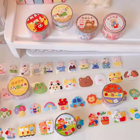 Transparent Waterproof Hand Account Sticker Hand Account Material Cute Cartoon Tape Student Decorati