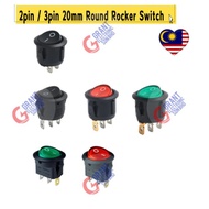 SPDT Rocker Switch Round 3pin 2pin On Off Switch 20mm 240vAC or DC12V Suis Rocker