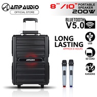 AmpAudio 8 Inch/ 10 Inch Portable Speaker Bluetooth Portable Speaker with Karaoke System