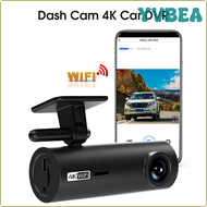 YVBEA กล้องติดรถยนต์ DVR ลำกล้องสีดำ4K สำหรับรถยนต์วิดีโอกล้องติดรถยนต์กล้องแดชแคม WiFi จอถอยหลัง24ชั่วโมง PIEBV