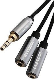 Elecom ECDH-35W02BK Audio Cable Splitter Earphone 3 Pole 3.5mm Stereo Mini Plug Branch Cord 0.2m AUX