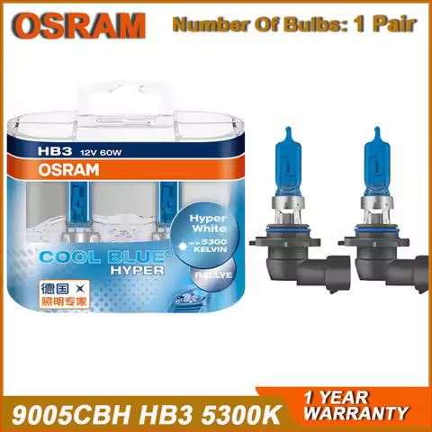 OSRAM HB3 9005CBH P20D Halogen Headlight Car Fog Light 12V 60W 5300K Cool Blue Hyper White Bulb (2PC