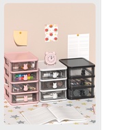 ⚡ Ins style⚡Flash Sale Desk Organizers Cartoon Desktop Storage Box Transparent Small Drawer Type Desk Plastic Mini Storage Box Rabbit Stationery Storage Box