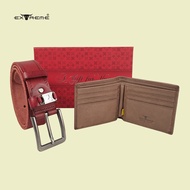 Extreme Leather Casual Belt with Bifold Wallet Gift Set | Wallet & Belt Set I Extreme Set Hadiah Dom