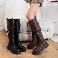 Women's Zip Mayar Chunky Rider Boots Vintage Style Medium Length Fashion Short Shoes