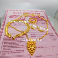 COD Set Perhiasan Wanita Titanium Anti Luntur Anti Karat/Perhiasan Wanita 1 Set Komplit Kalung Gelang Cincin Anting Berlapis Emas 24 Karat