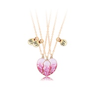 3pcs BFF Friendship Necklaces for 3 Girls Cute Half Split Heart Pendant Necklaces Best Friend Neckla