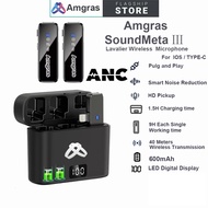 Amgras SoundMeta Ⅲ Wireless Lavalier Microphone ANC Microphone for Audio Video Recording Video Blog 