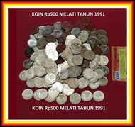 SIM uang koin tahun 1991 - koin 500 rupiah melati kuning .