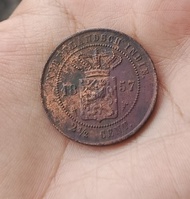 Coin Netherlandsch Indie 2 1/2 Cent Benggol 1 duit tahun 1857 Kondisi sama seperti Fotonya t505