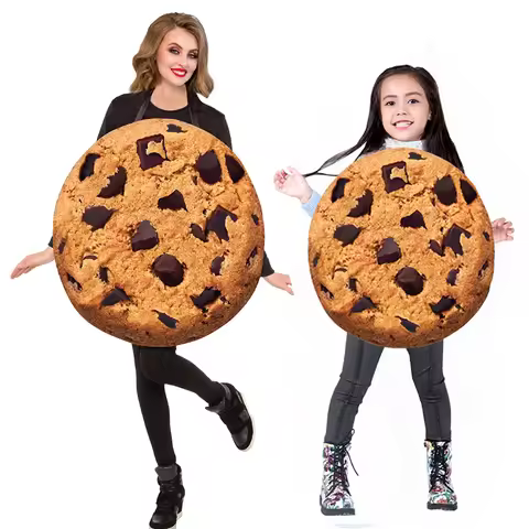 Adult Cookies and Gilrs Costume Halloween Costume for Family Kids Costume Women Cookies Cosplay Prom