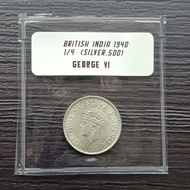 1940 British India 1/4 Rupee - George VI (Silver.500)