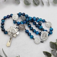 Catholic Rosary Saint Benedict Rosary Blue Tiger Eye St Benedict Medals St Benedict Crucifix Baptism