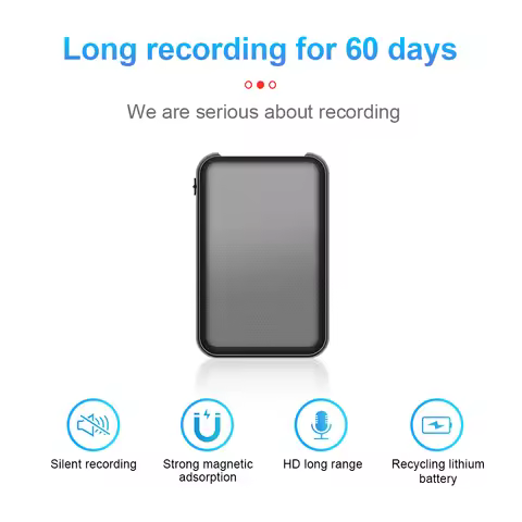5000mAh 60Days 60Meter Small Mini Digtal Voice Recorder 8/32GB Slient Sound Record Activated Profess