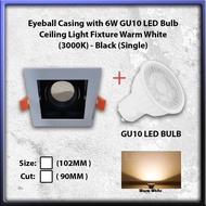 Eyeball Casing with GU10 LED Bulb Single Black - 3000K Warm White