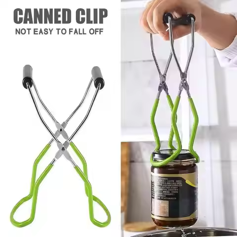 NewCanning Jar Lifter Stainless Steel Can Tongs Clip Heat Resistance Anti-clip Mason Jar Lifter Glas