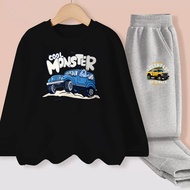 Monsters Inc Long Sleeve T-shirt for Children Round Neck Clothing 2-piece Set Baby Boys Cartoon Suit