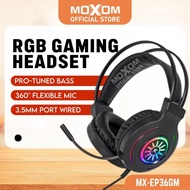 MOXOM Original RGB Gaming Headset Pro Deepbass Surround Headphone 3.5mm Wired Ear Hadphone With Mic 