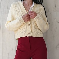 白色衛衣外套 鈕扣長袖上衣 麻花衛衣 羊毛衛衣外套