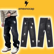 -MEXNOCAP Patch Denim Jeans Black, Men's jeans,men's jeans