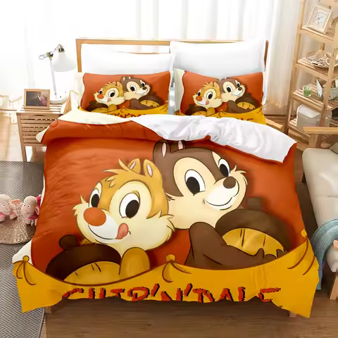 Chip & Dale Duvet Cover Bedding Set, Suitable for Children and Adults, Comforter Sets, Queen Size
