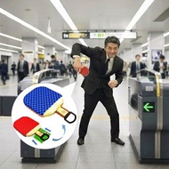 附捲軸的證件套、卡片套、通勤卡片套、乒乓球拍形狀