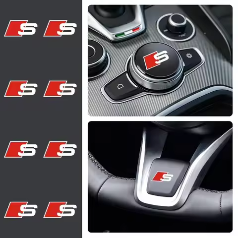 1/2/5/10pc Car Interior Steering Wheel Dashboard Central Stickers Badge For Audi Sline A3 A4 A5 A6 A