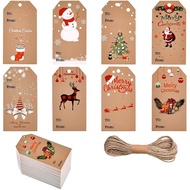 100pcs Kraft Paper Card Merry Christmas Gift DIY Hang Tags Label Beautifully Wrapping Christmas Mate