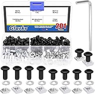 Glarks 201pcs M5 T Slot Nut and Hexagon Socket Screws Kits, 81pcs 2 Sizes Black Zinc Plated Hexagon 