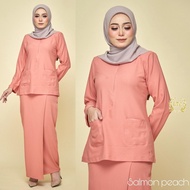 BAJU KURUNG KEDAH POKET KURUNG PLUS SIZE COMO CREPE STYLISH LIMAU BAJU RAYA PEACH ROSE GOLD NAVY BLUE ROYAL BLUE