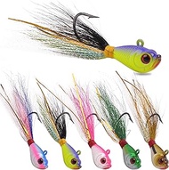 JSHANMEI Bucktail Jig Fishing Lures Freshwater Saltwater Fishing Fluke Lure Bait Kit, Bass Striper B