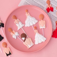 Elegant Back View Bridal Cake Toppers - Assorted Gown Designs