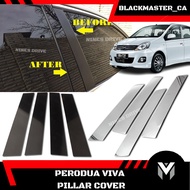 Perodua Viva Elite Pillar Chrome Cover | 4pcs Set | Chrome / Glossy Black